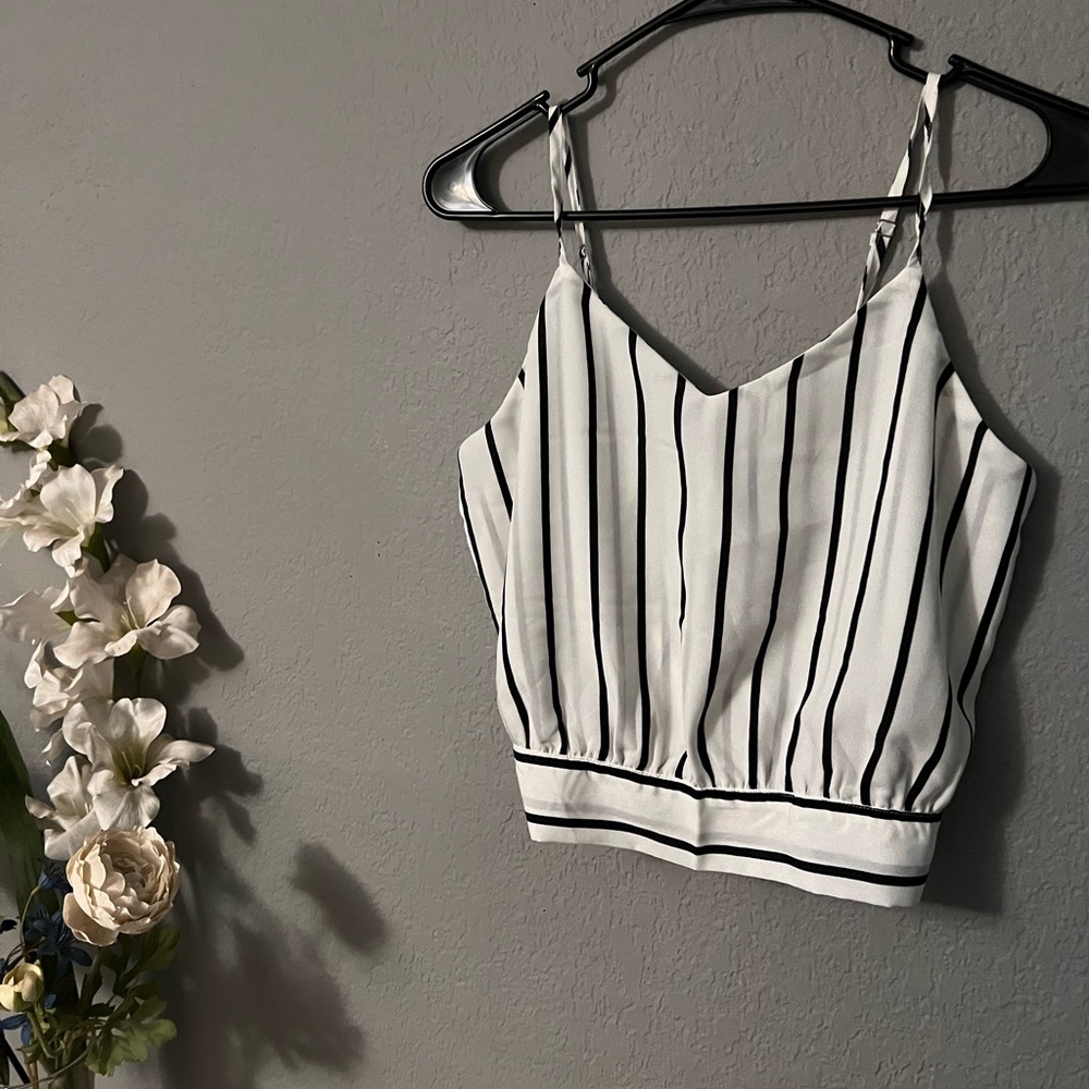 Black & White Striped Crop Top